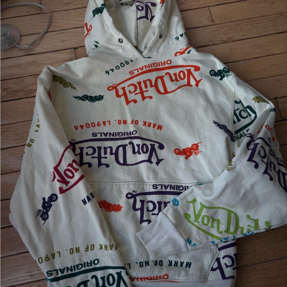 Von Dutch White Multicolor Print Men's Sweater